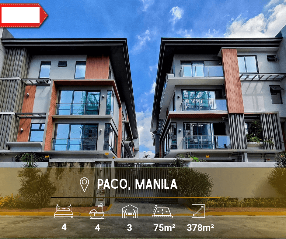 Ready For Occupancy 4 Storey Luxury Townhouse with 4BR Near Landers in Paco Manila For Sale - LSS