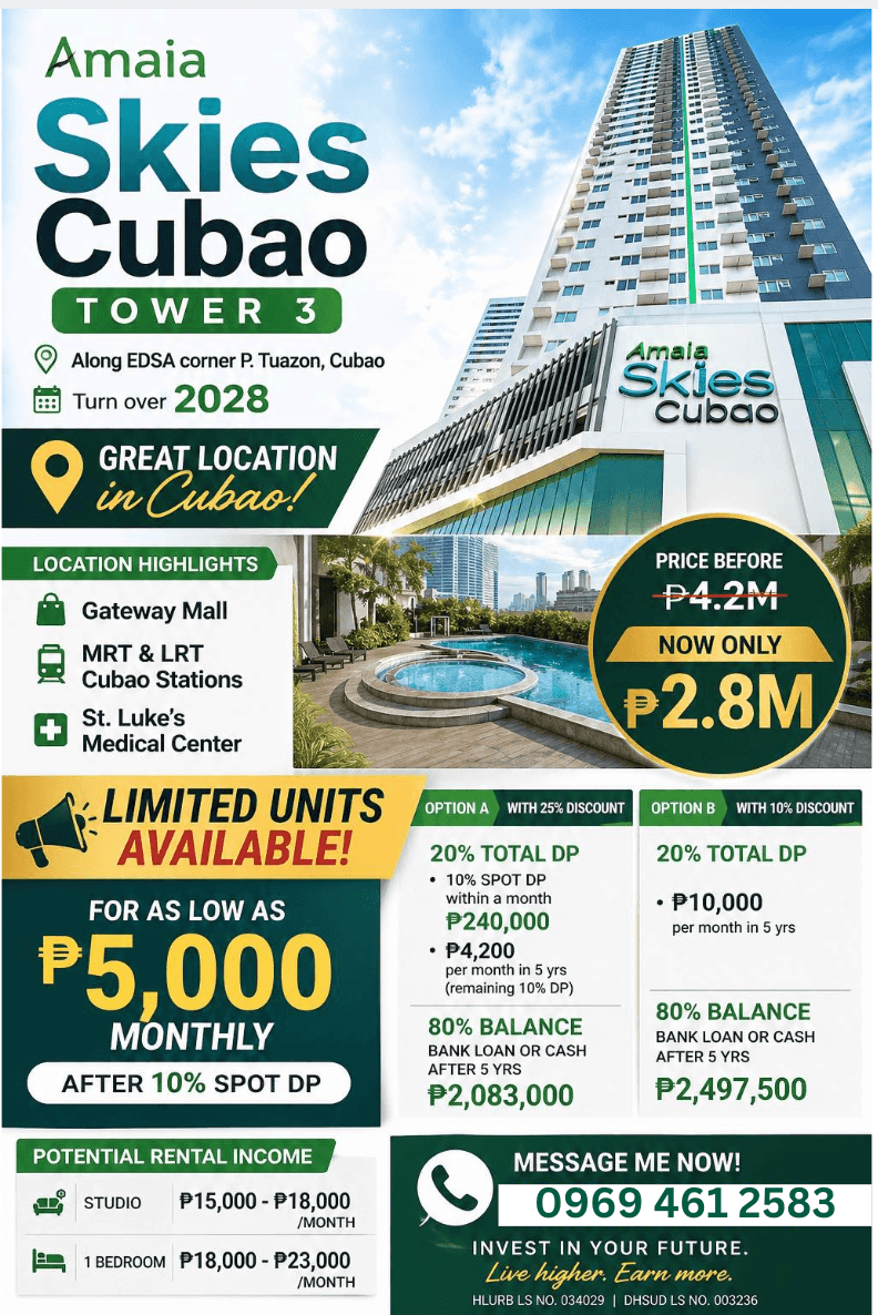 1BR 18.99sqm Condo for Sale in Quezon City