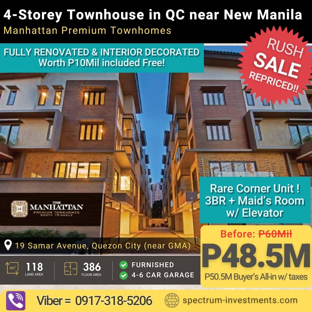 4-Storey Townhouse in QC near New Manila for sale
