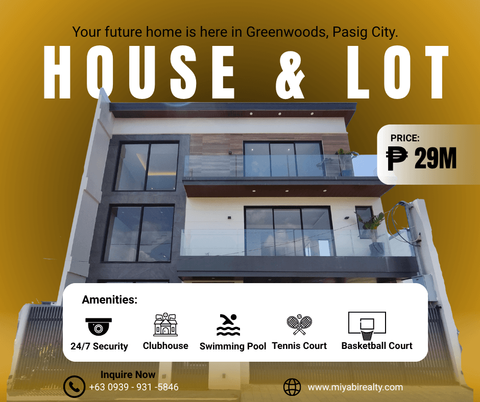 For Sale 29M Brand New 3 Storey High Ceiling House & Lot with Swimming pool in Greenwoods Pasig - LSS