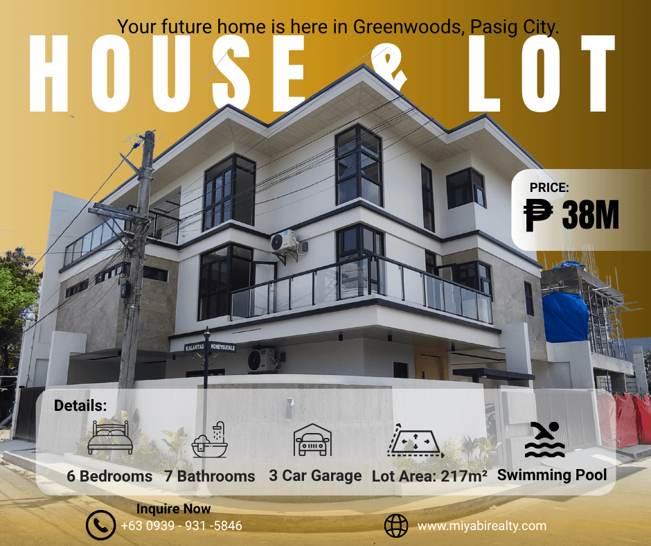 Ready For Occupancy 3 Storey Corner House & Lot with 6Br For Sale in Greenwoods Pasig - LSS