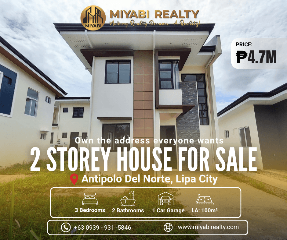 Brand New 4.7M 2 Storey Single Attached For Sale in Antipolo Del Norte Lipa City Batangas - LSS