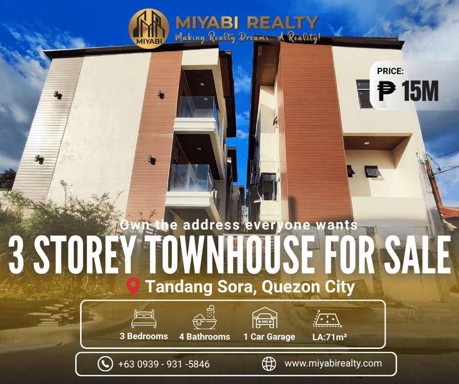 Ready For Occupancy 15M 3 Storey Compound Type Townhouse in Tandang Sora Quezon For Sale - LSS