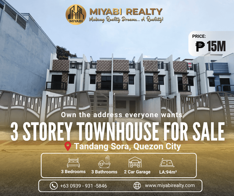 Ready For Occupancy 3 Storey Townhouse w/ Roofdeck For Sale in Tandang Sora Quezon City - LSS