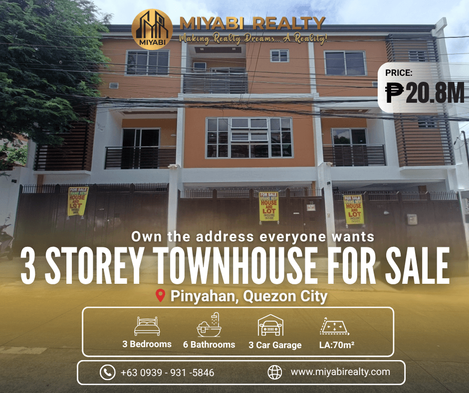 Ready For Occuapancy 20.8M 3 Storey Townhouse with Attic Near Kalayaan Ave For Sale Pinyahan Quezon City - LSS