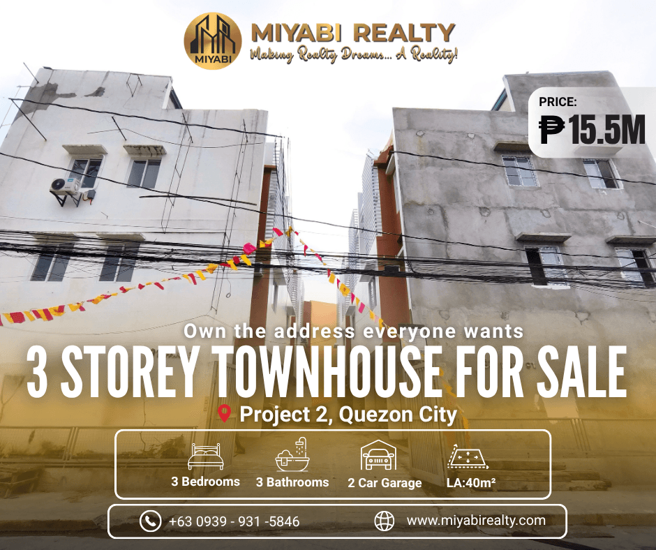 Ready For Occupancy Fully Furnished 3 Storey Compound Townhouse with Roofdeck For Sale in Project 2 Quezon City - LSS
