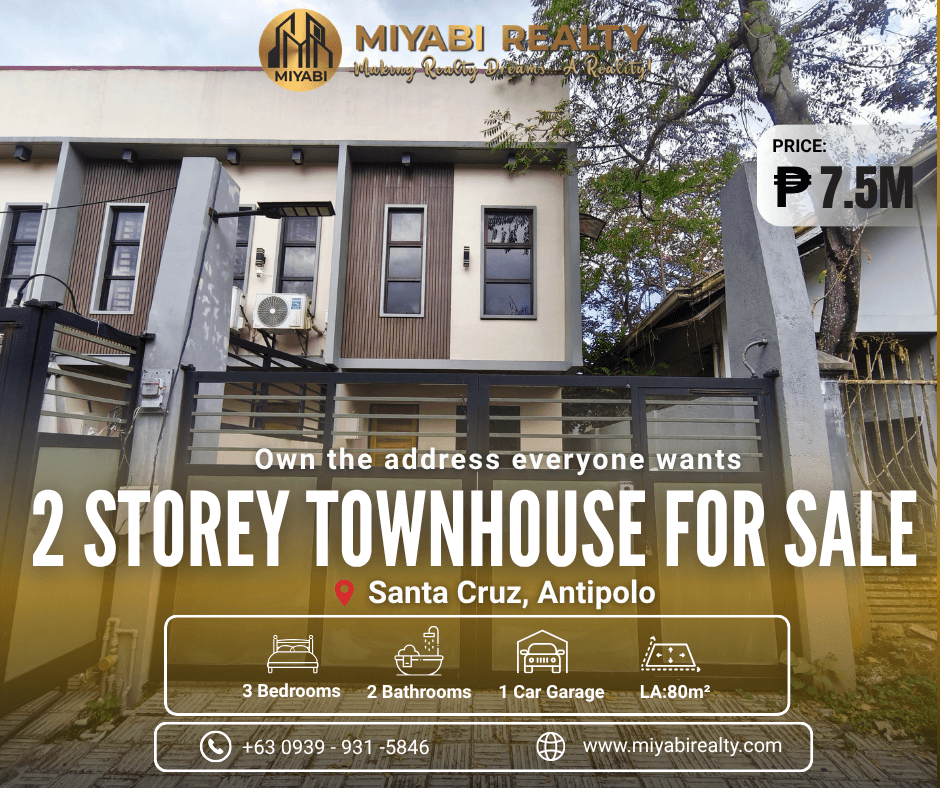 Brand New Ready For Occupancy 7.5M 2 Storey Townhouse with 3BR in Santa Cruz Antipolo For Sale - LSS