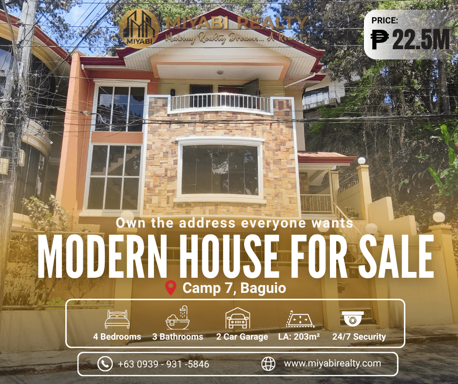 22.5M Ready For Occupancy 3 Storey House & Lot with 4BR In Camp 7 Baguio City - LSS
