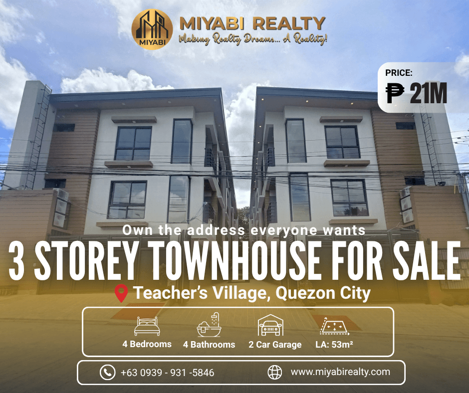 Ready For Occupancy Semi-Furnished 3-Storey Townhouse For Sale | Teachers Village West QC - LSS