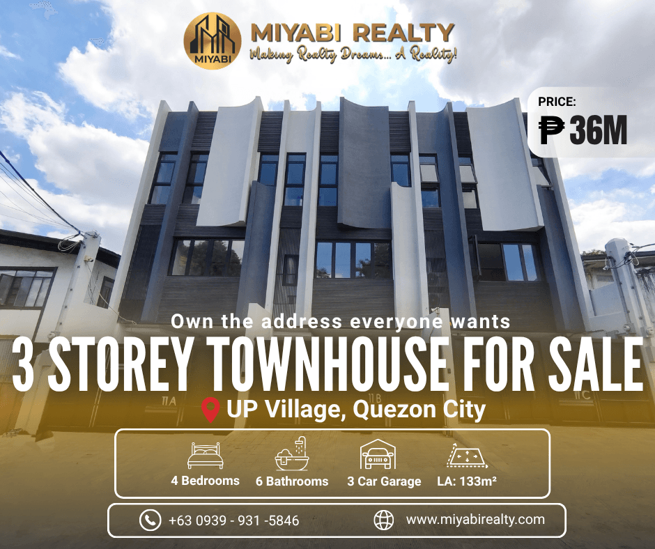 Brand New 36M 3 Storey Townhouse For Sale in UP Village Quezon City | 4BR - LSS