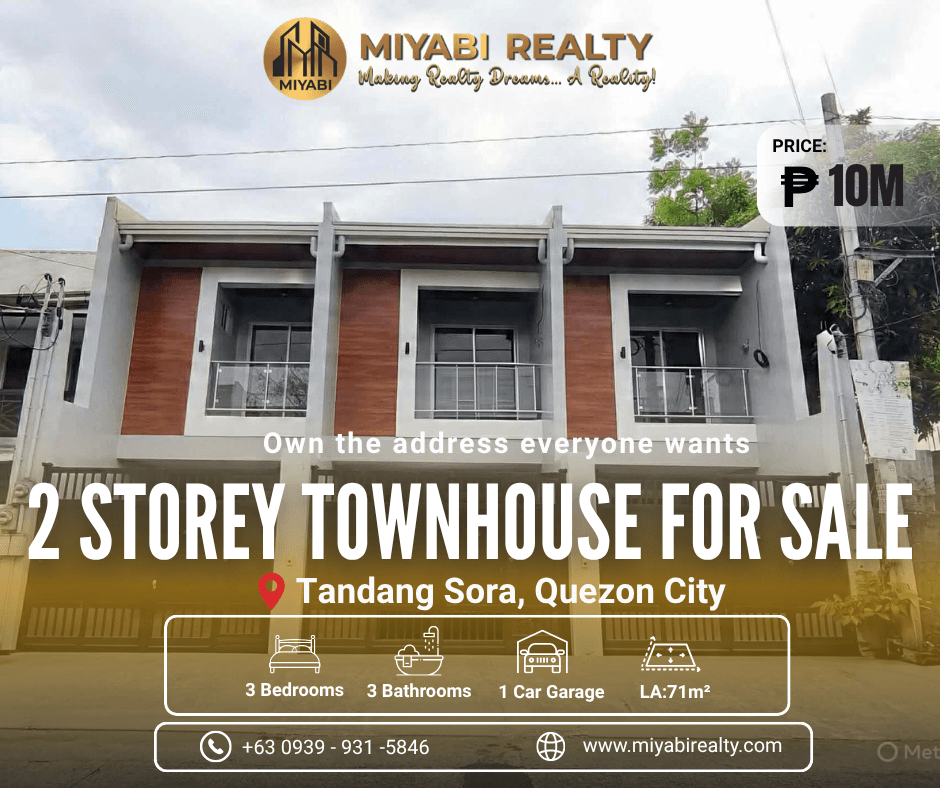 Ready For Occupancy 9.8M Semi-Furnished 2-Storey Townhouse | 3BR in Tandang Sora, Quezon City For Sale - LSS