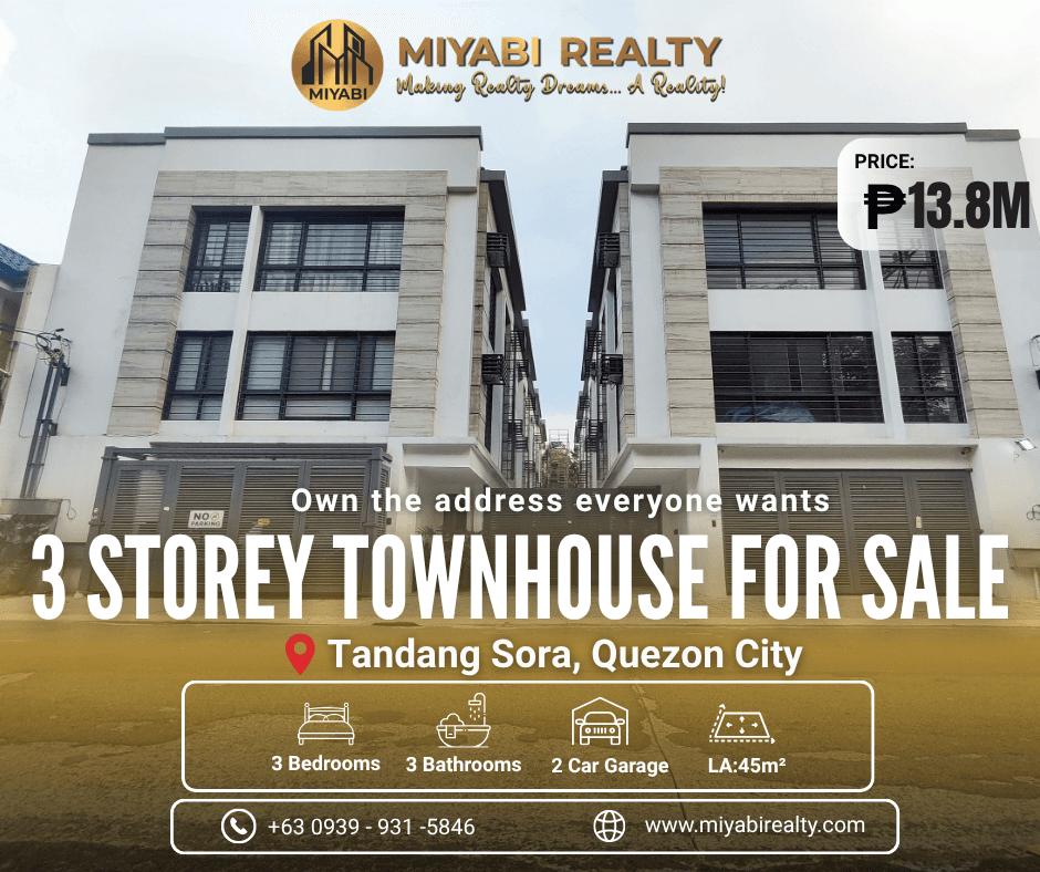 13.8M Brand New Semi-Furnished 3-Storey Compound Townhouse in Tandang Sora, Quezon City For Sale - LSS