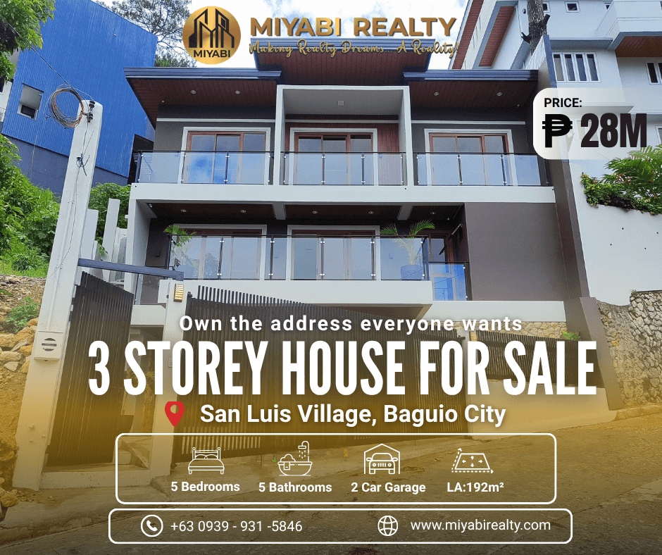 Ready For Occupancy Brand New 3-Storey House & Lot for Sale | 5 Bedrooms For Sale in San Luis Village Baguio - LSS