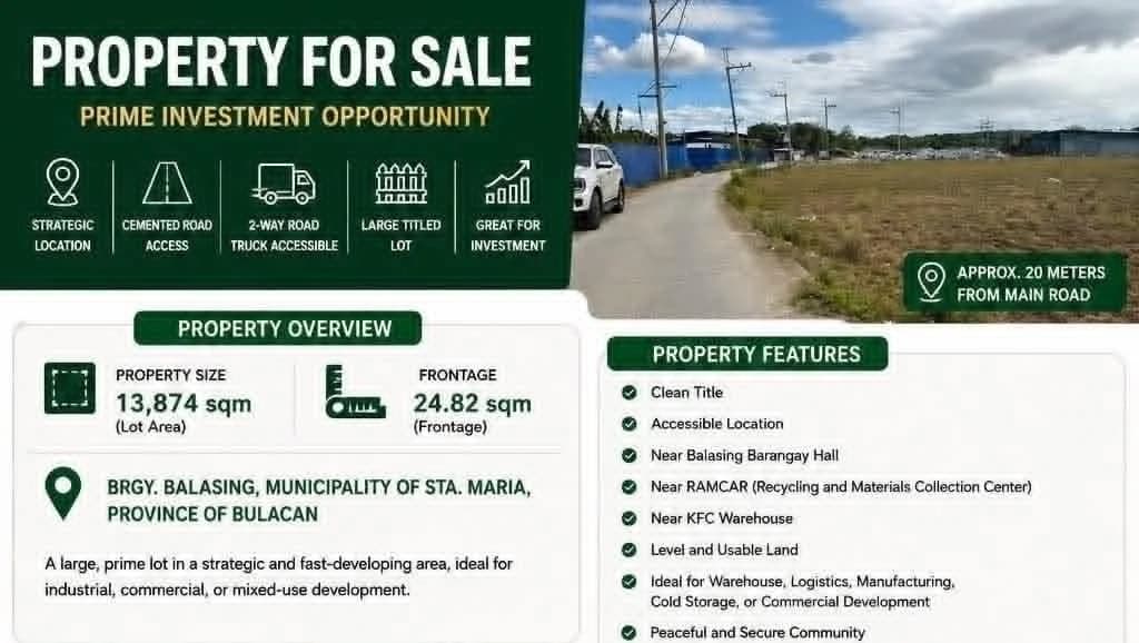 Sta.maria | 13874sqm Lot for Sale in Bulacan